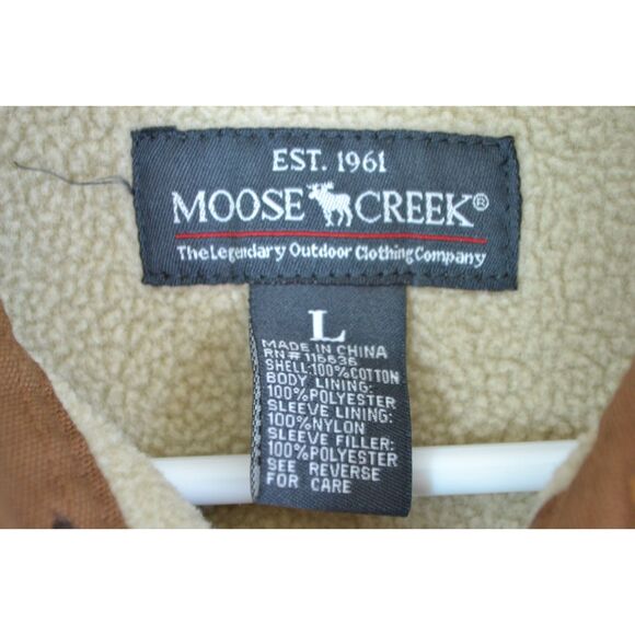 Moose Creek Men's Large Brown Canvas Sherpa Jacket - Picture 4 of 14